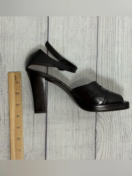 Joan & David Couture Black Leather Heels Ankle Strap Platform Sandals Size 7.5 - Picture 13 of 13